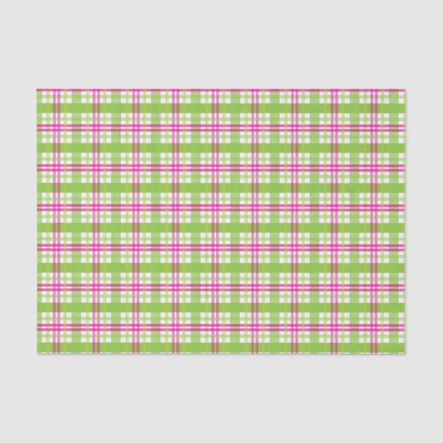 Rosa und grün Kariert Seidenpapier (Vorderseite)