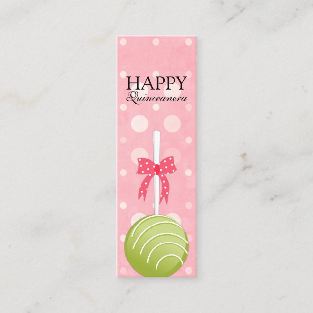 Rosa-und Grün-Kuchen-Pop glückliche Quinceanera Mini Visitenkarte (Vorderseite)