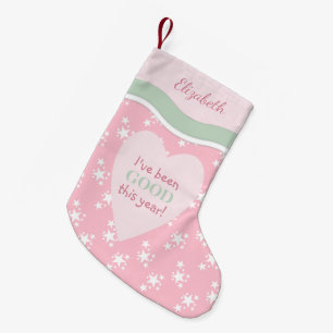 Rosa und grün mit Sternen und Namen Kleiner Weihnachtsstrumpf