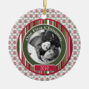 Rosa und Grün Unser erstes Weihnachtsbaum-Schmucks Keramik Ornament