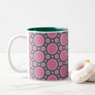 Rosa und Grün Zweifarbige Tasse