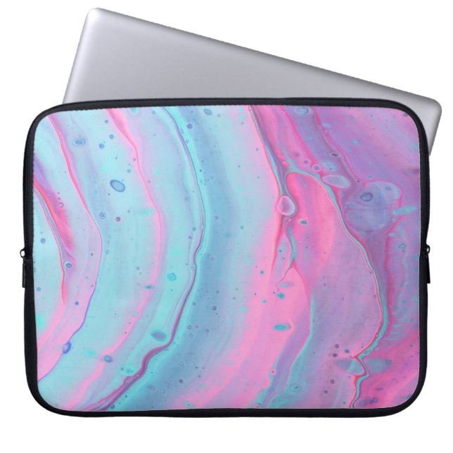 Rosa und grüne abstrakte Kunst Laptopschutzhülle (Vorderseite)