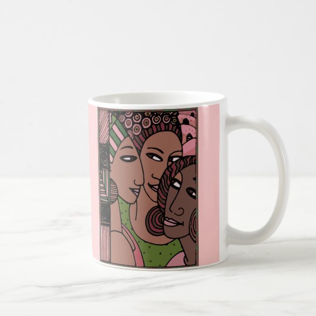 Rosa und grüne Afroamerikaner-Frauen Kaffeetasse (Rechts)