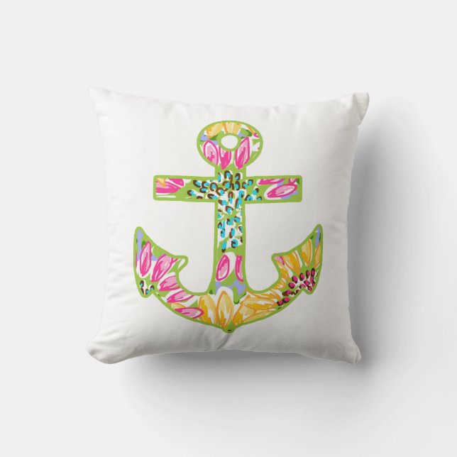 Rosa und grüne Ankerkissen Kissen (Vorderseite)