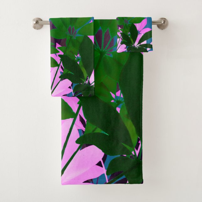 Rosa und grüne Blätter Handtuchhandtuch Set (Insitu)