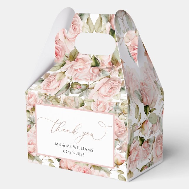 Rosa und Grüne Blätter Hochzeit Geschenkschachtel (Rückseite)