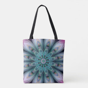 Rosa und grüne Blume Mandala Tasche