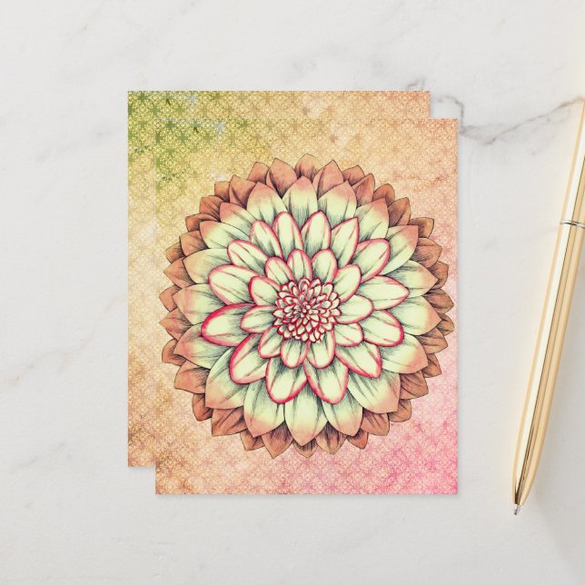 Rosa und grüne Blume Scrapbook Junk Journal (Vorderseite/Rückseite Beispiel)