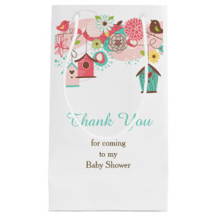 Rosa und grüne Blumen-Vogelkäfige Baby Dankeschön Kleine Geschenktüte