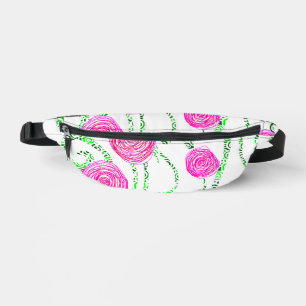 Rosa und grüne Blüten Bauchtasche