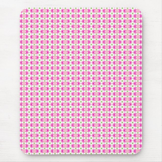 Rosa und grüne Blüten Mousepad (Vorne)