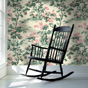 Rosa und grüne Botanische Chinoiserie Stil Tapete