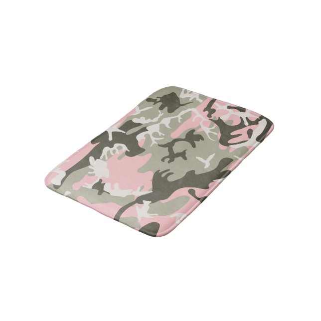 Rosa und grüne Camouflage, Militär, Armee Badematte (Schrägansicht)