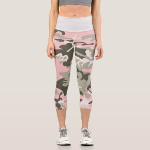 Rosa und grüne Camouflage, Militär, Armee Capri Leggings