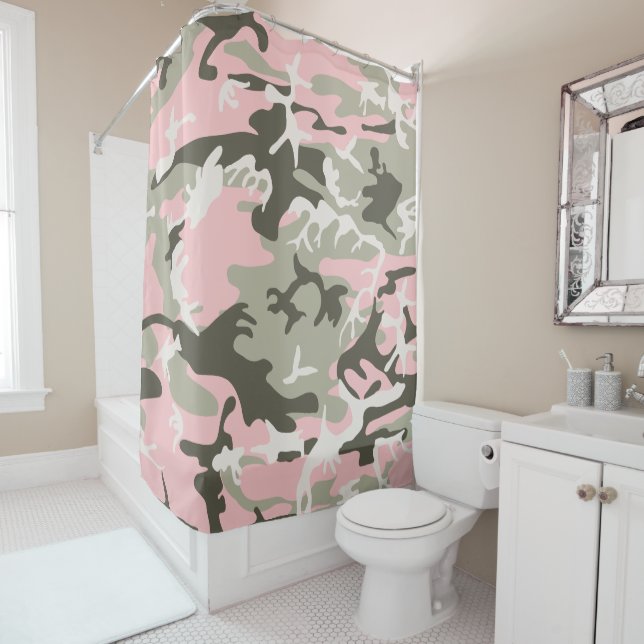 Rosa und grüne Camouflage, Militär, Armee Duschvorhang (Beispiel)