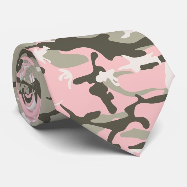 Rosa und grüne Camouflage, Militär, Armee Krawatte (Gerollt)