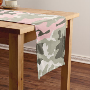 Rosa und grüne Camouflage, Militär, Armee Kurzer Tischläufer