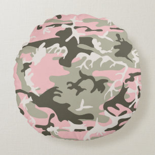 Rosa und grüne Camouflage, Militär, Armee Rundes Kissen