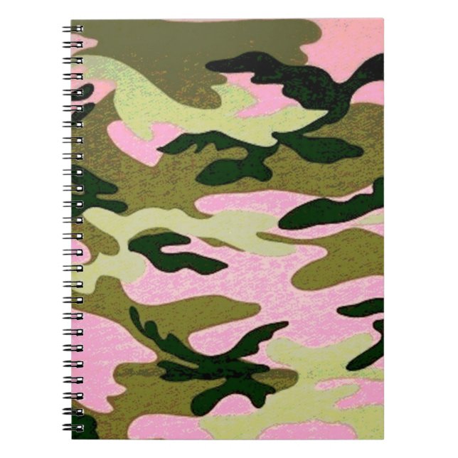 Rosa und grüne Camouflage Spirale Notebook Notizblock (Vorderseite)