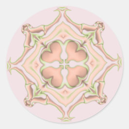 Rosa und grüne Diamanten und Herz Kaleidoskop Runder Aufkleber