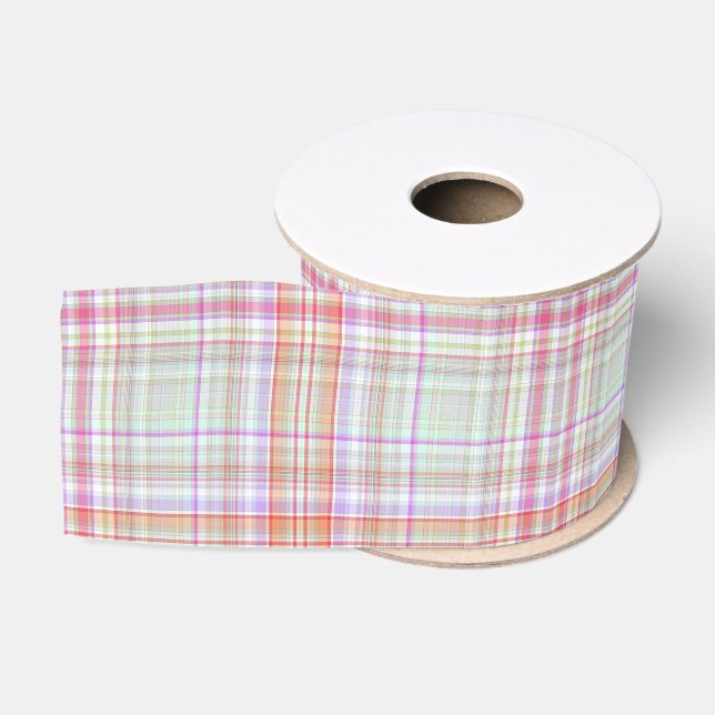 Rosa und grüne Elegante Modernes, einfaches Karier Ripsband (Spule)
