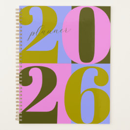 Rosa und Grüne Fetter Jahres-Farbfeldplaner Planer
