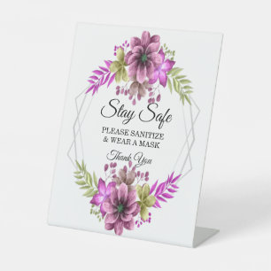 Rosa und grüne Flora und Fauna Sockelschild
