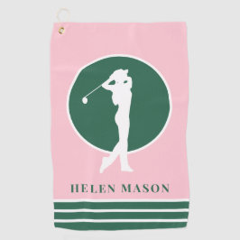 Rosa und grüne Frauen Golfhandtuch