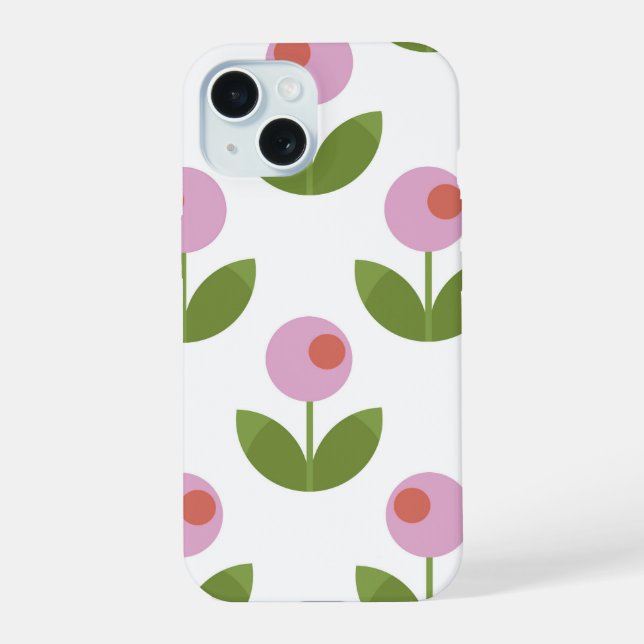 Rosa und grüne Geometrie iPhone 15 Hülle (Rückseite)