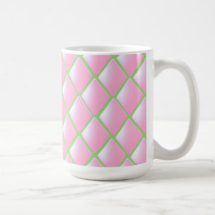 Rosa und grüne gesteppte Diamanten Kaffeetasse