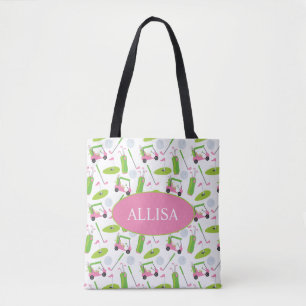 Rosa und grüne Golf Personalisiert Tasche