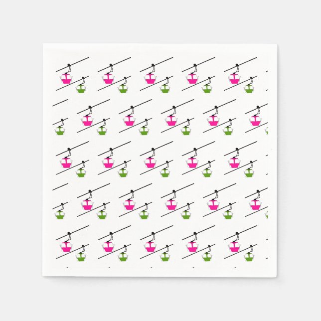 Rosa und grüne Gondeln Serviette (Vorderseite)