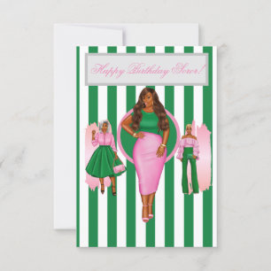 Rosa und grüne Happy Birthday Card Dankeskarte
