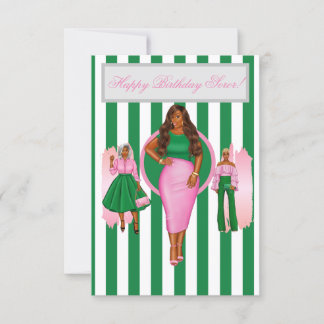 Rosa und grüne Happy Birthday Card Dankeskarte