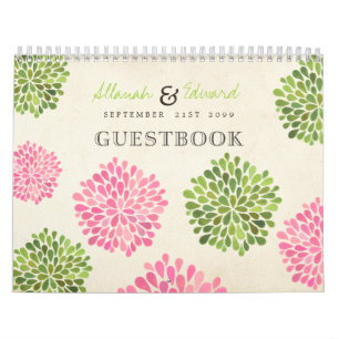 Rosa und grüne Hochzeit Personalisiertes Foto Gäst Kalender
