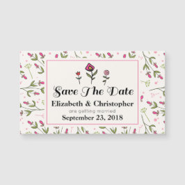Rosa und grüne Hübsche Wildblumen Save the Date Magnetkarte