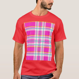 Rosa und grüne Karierte Feder Preppy Graphic T-Shirt