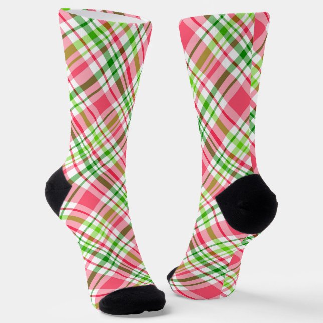 Rosa und grüne Karierte Muster-Socken Socken (Gewinkelt)