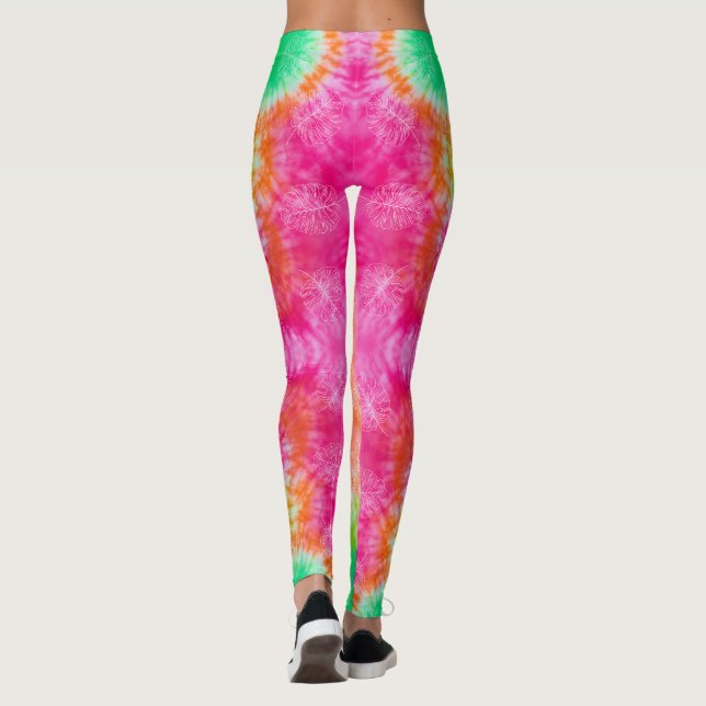 Rosa und grüne Krawatte und Färbung Leggings (Rückseite)