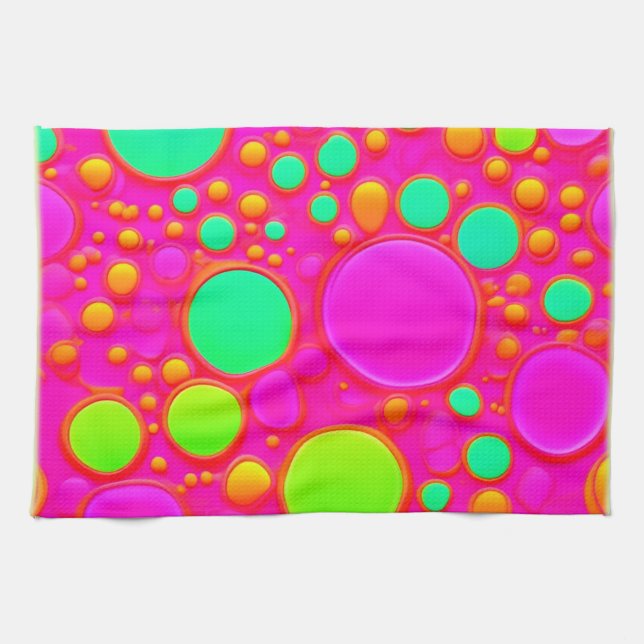 Rosa und grüne Kreise Geschirrtuch (Horizontal)