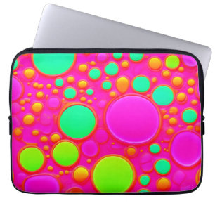 Rosa und grüne Kreise Laptopschutzhülle