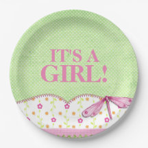 Rosa und grüne Libellen-Babyparty