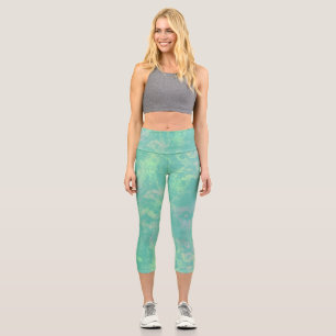 Rosa und grüne Marmorplatte Abstrakt Capri Leggings