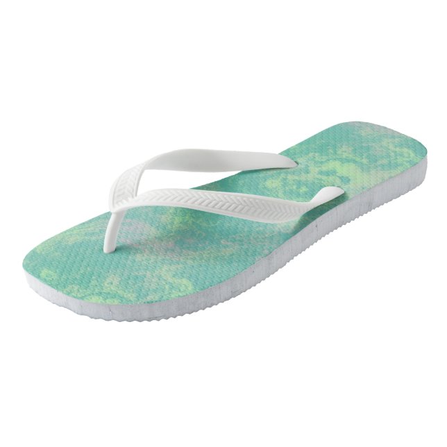 Rosa und grüne Marmorplatte Abstrakt Flip Flops (Schrägansicht)
