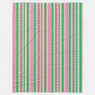Rosa und grüne, moderne gestreifte Fleece Blanket