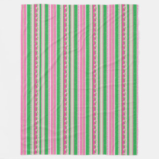 Rosa und grüne, moderne gestreifte Fleece Blanket