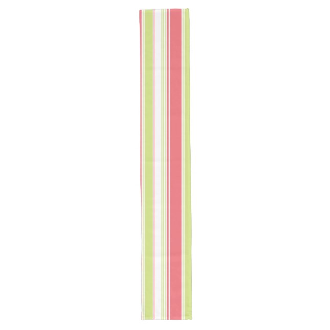 Rosa und grüne moderne Streifen Großer Tischläufer (Vorderseite)