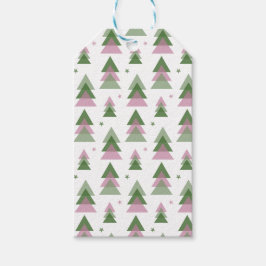 Rosa und grüne moderne Weihnachtsmarke Geschenkanhänger