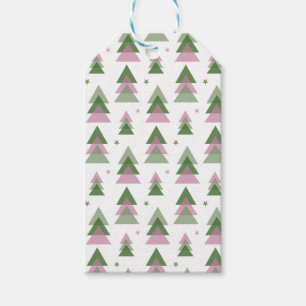 Rosa und grüne moderne Weihnachtsmarke Geschenkanhänger