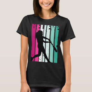 Rosa und grüne Motivierend Mädchen Baseball glaube T-Shirt